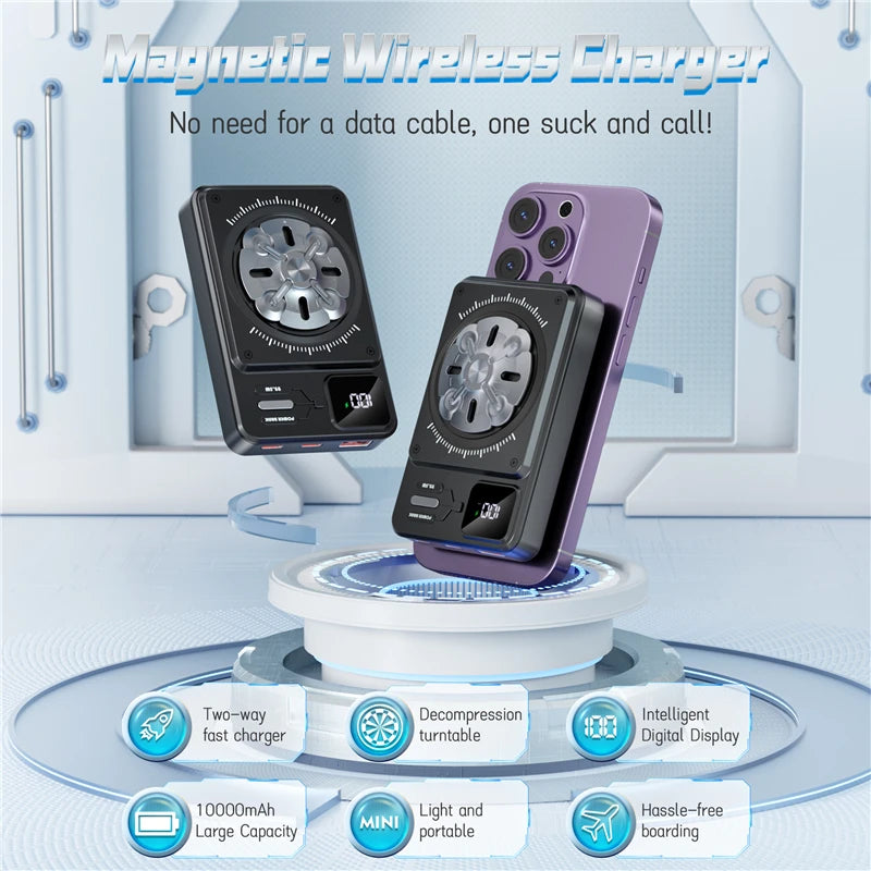 10000mAh Magnetic Power Bank Fast Wireless Charging Portable Charger Powerbank for iPhone 15 14 13 12 pro max Xiaomi Samsung S24