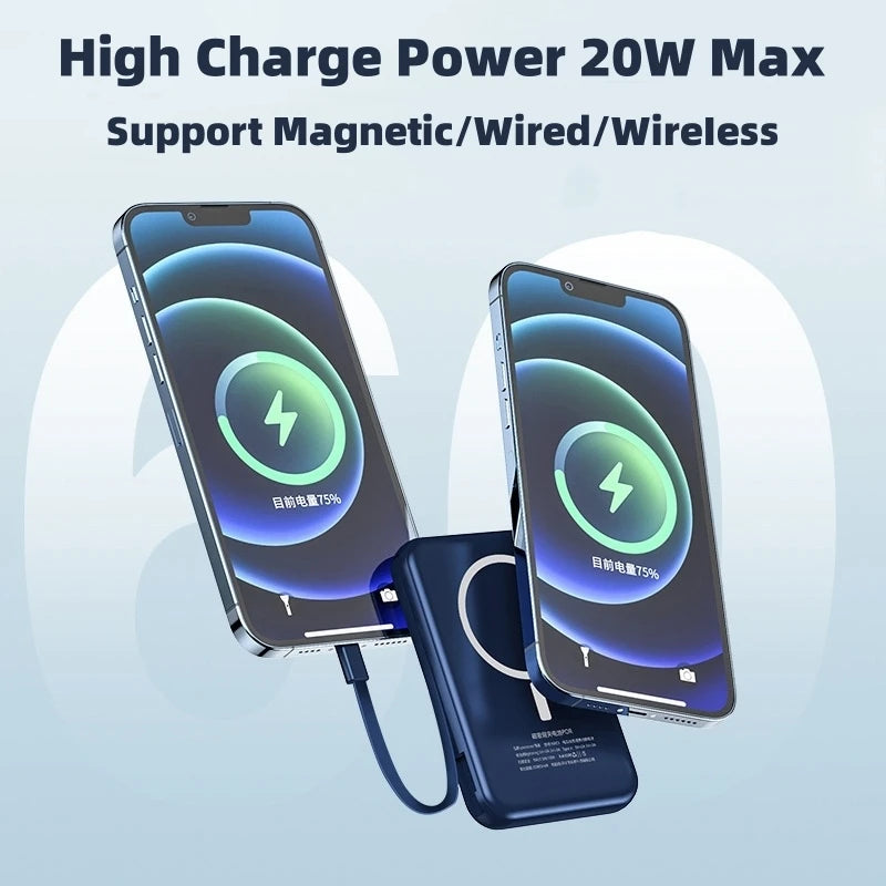 20000mAh Magnetic Powerbank Magnetic Wireless Power Bank For iPhone 12 13 14 15 16 Pro Max Samsung External Battery Fast Charger