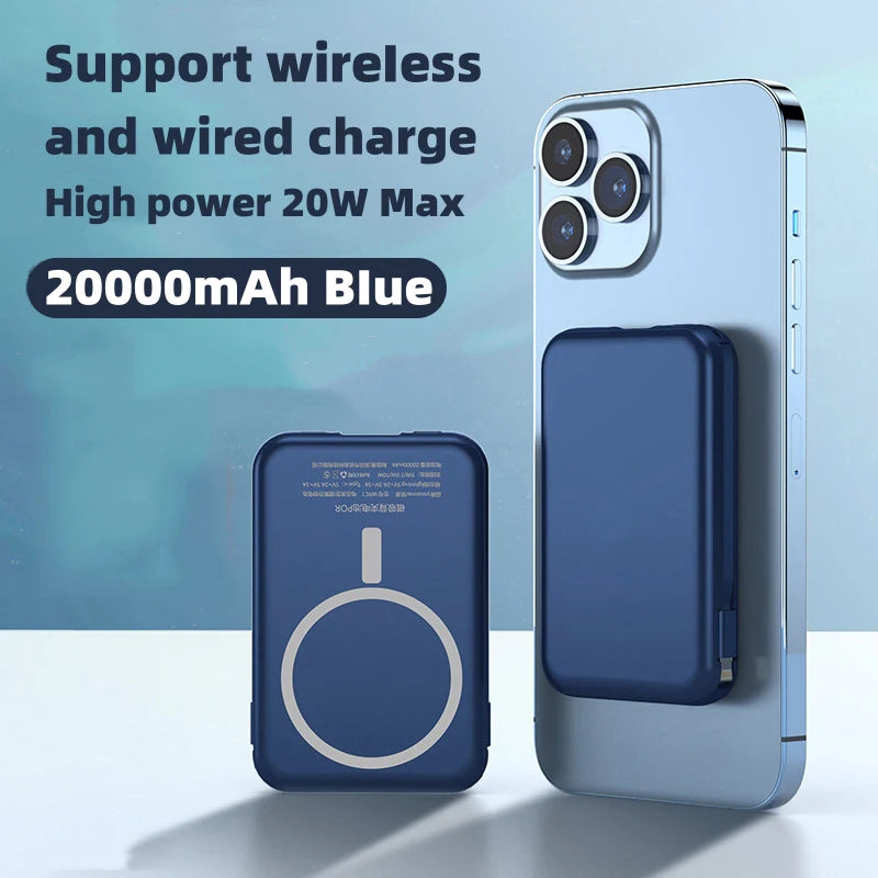 20000mAh Magnetic Powerbank Magnetic Wireless Power Bank For iPhone 12 13 14 15 16 Pro Max Samsung External Battery Fast Charger