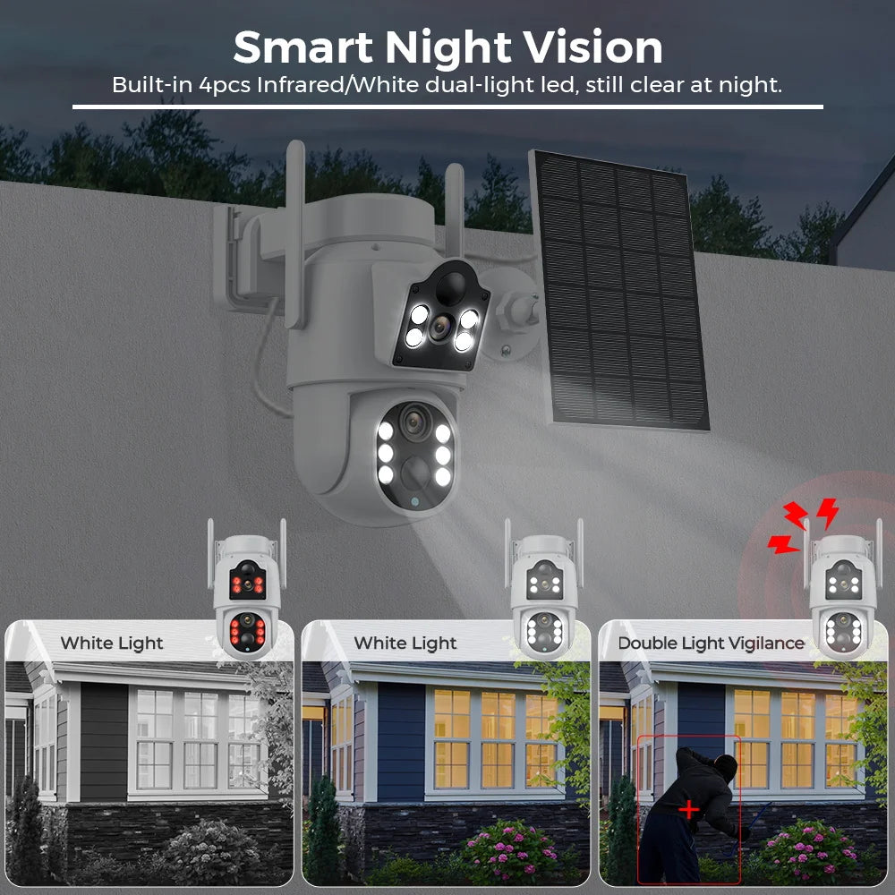 Solar-Powered 4K WiFi Camera – PTZ, PIR Motion Sensor, Outdoor Surveillance