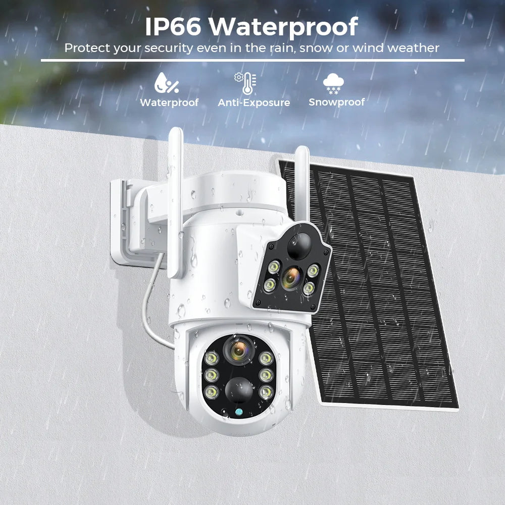 Solar-Powered 4K WiFi Camera – PTZ, PIR Motion Sensor, Outdoor Surveillance