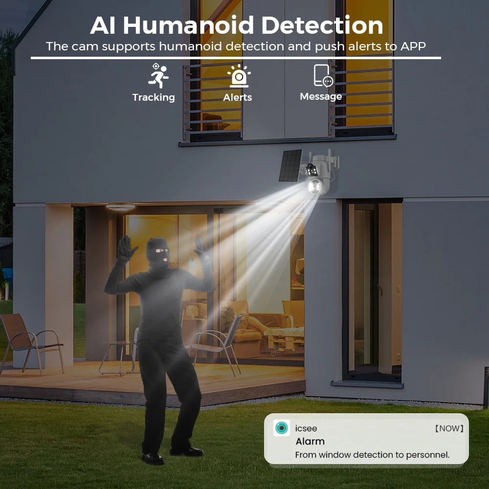 Solar-Powered 4K WiFi Camera – PTZ, PIR Motion Sensor, Outdoor Surveillance