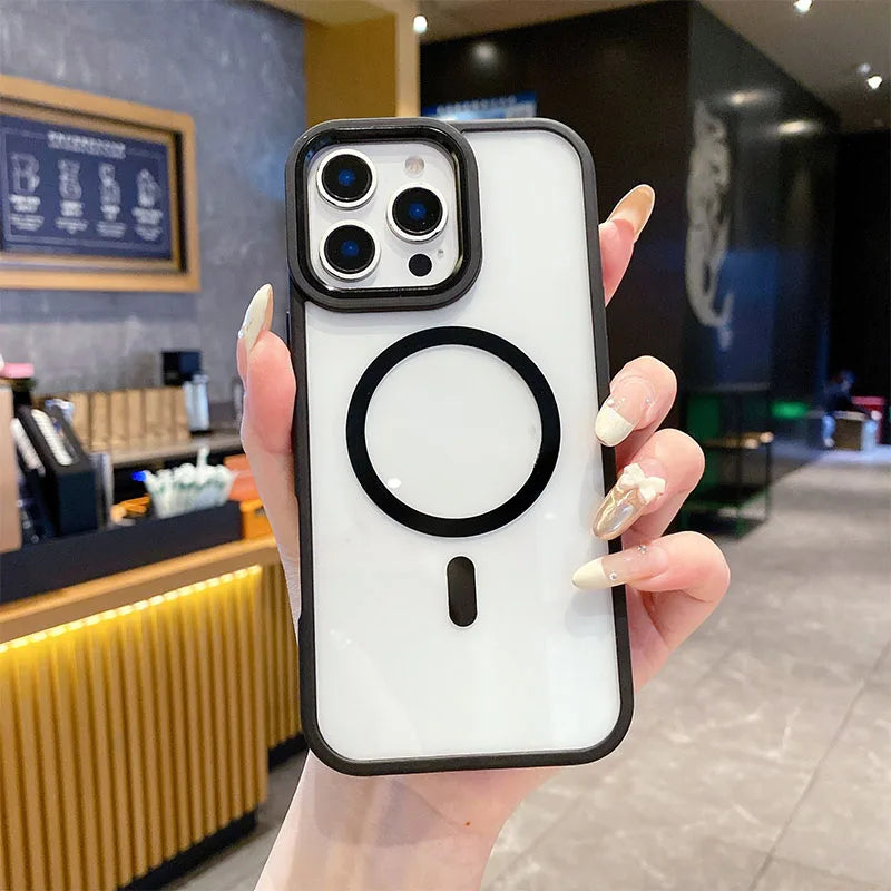 Black TPU PC Metal Phone Frame Case for iPhone 14 15 Pro Max 15 Multifunctional Strong Magnetic Electroplate Mobile Phone Cases Best Electrical Accessories