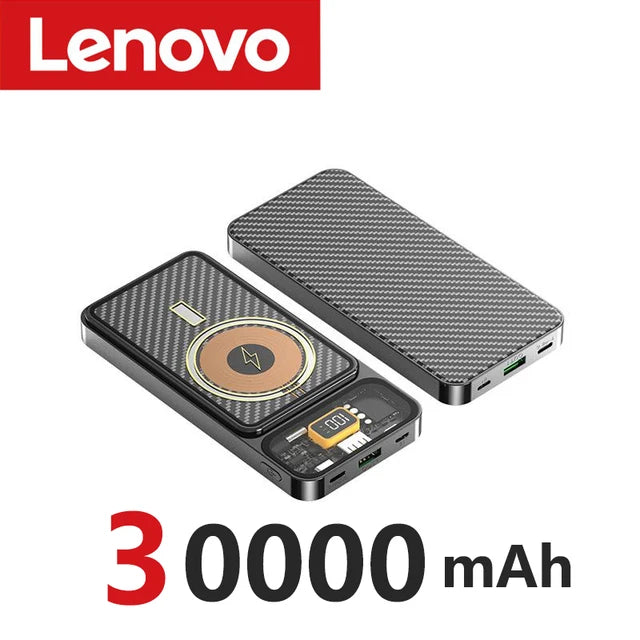 Lenovo 50000mAh Transparent Magnetic Wireless Charger Power Bank 22.5W Super Fast Charging PowerBank for Android iPhone Xiaomi