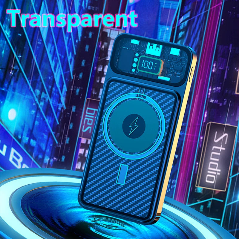 Lenovo 50000mAh Transparent Magnetic Wireless Charger Power Bank 22.5W Super Fast Charging PowerBank for Android iPhone Xiaomi