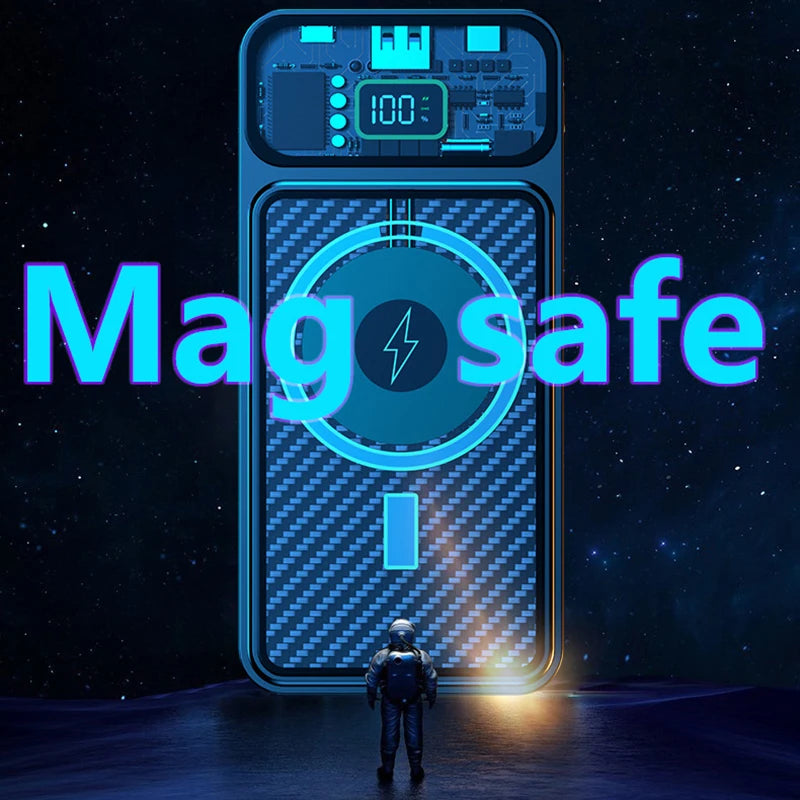 Lenovo 50000mAh Transparent Magnetic Wireless Charger Power Bank 22.5W Super Fast Charging PowerBank for Android iPhone Xiaomi