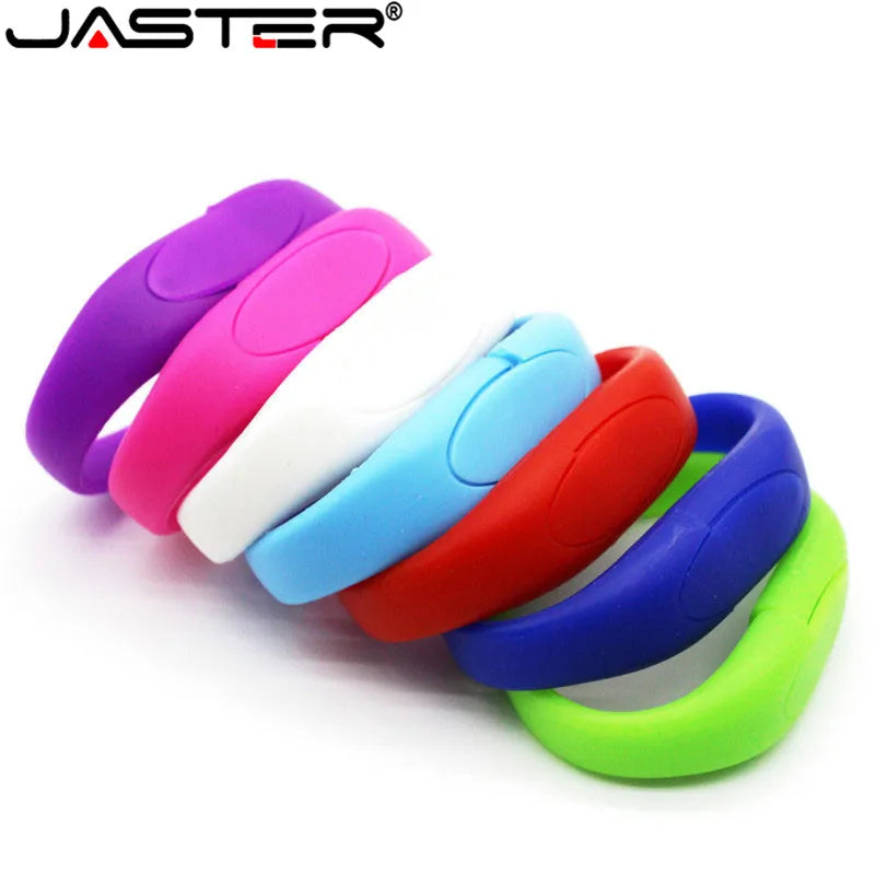 JASTER Silicone Wrist Strap USB 2.0 Flash Drive 128GB Creative Gift Memory Stick 64GB Pretty Gifts For Kids Pen Drive 32GB 16GB