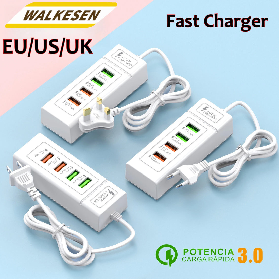 4 Ports USB Fast Charging Charger Type C Wall Charger For iPhone Samsung Xiaomi Huawei Phone Charger EU/US/UK Plug Power Adapter