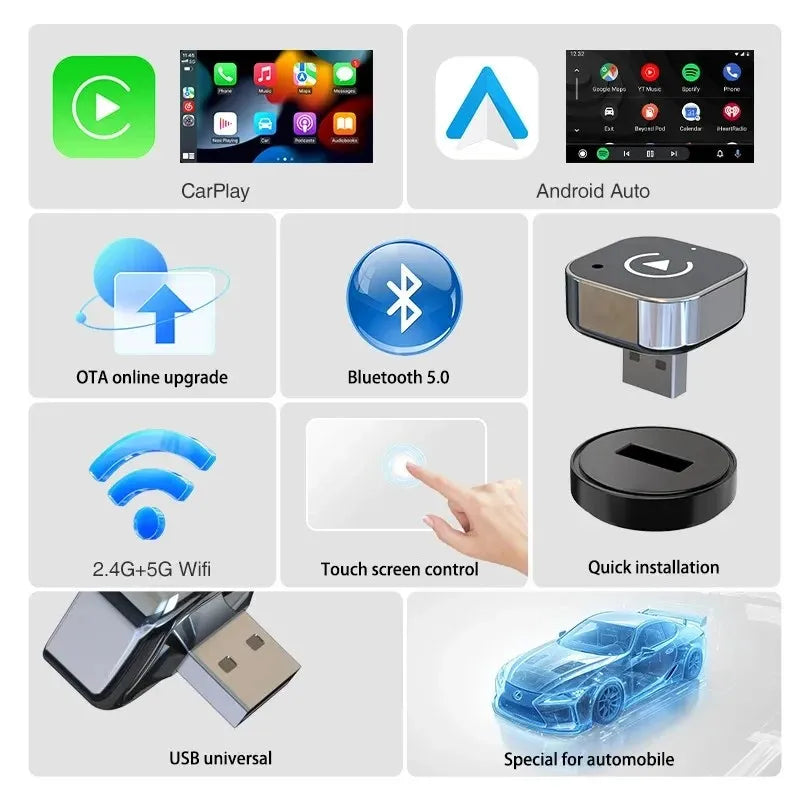 Pionray 2-in-1 Wireless CarPlay & Android Auto Adapter – AI Smart Box for All Cars – Universal Compatibility with Seamless Wirel Best Electrical Accessories