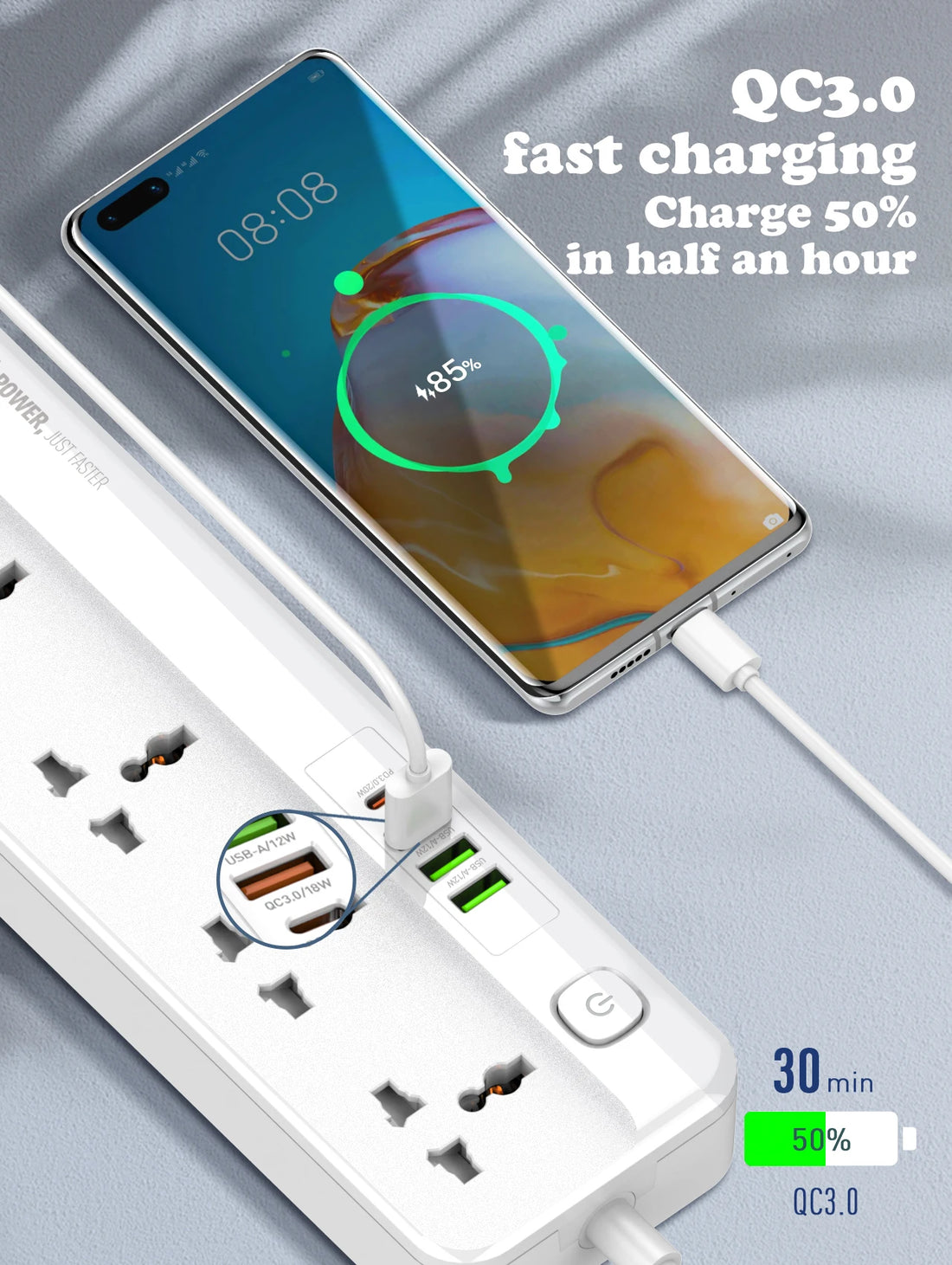 LDNIO Multi Tap Universal Plug EU US UK Outlet Power Strip with 2m Extension Cord AC Type C USB Port Charge Electrical Socket