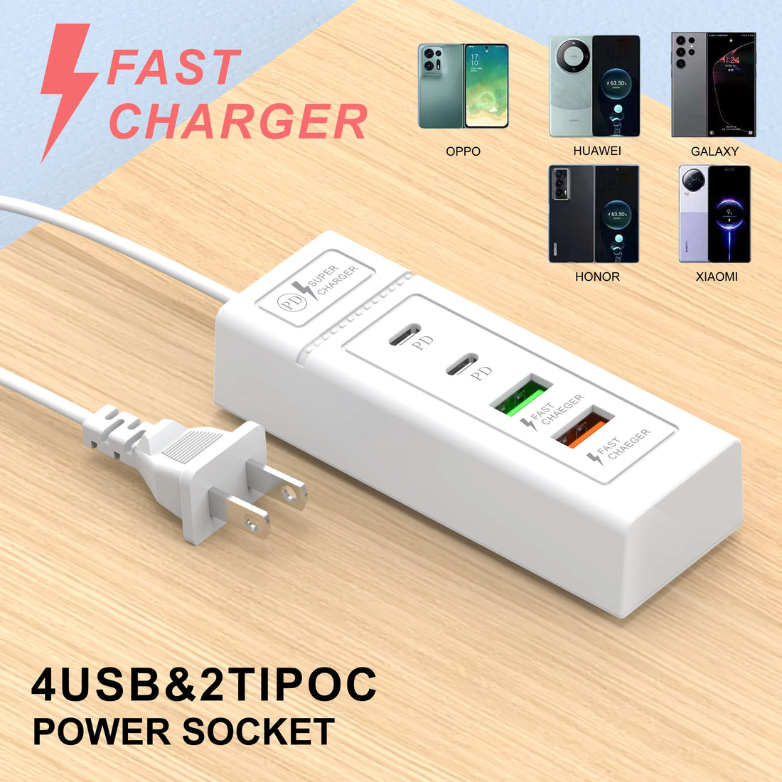4 Ports USB Fast Charging Charger Type C Wall Charger For iPhone Samsung Xiaomi Huawei Phone Charger EU/US/UK Plug Power Adapter