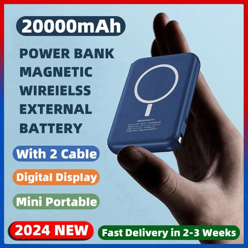 20000mAh Magnetic Powerbank Magnetic Wireless Power Bank For iPhone 12 13 14 15 16 Pro Max Samsung External Battery Fast Charger