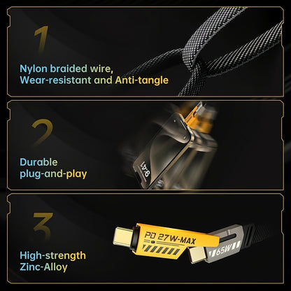 ⚡ 4-in-1 Fast Charging Cable 🔌 USB-A, Type-C &amp; Lightning Connectors 📱