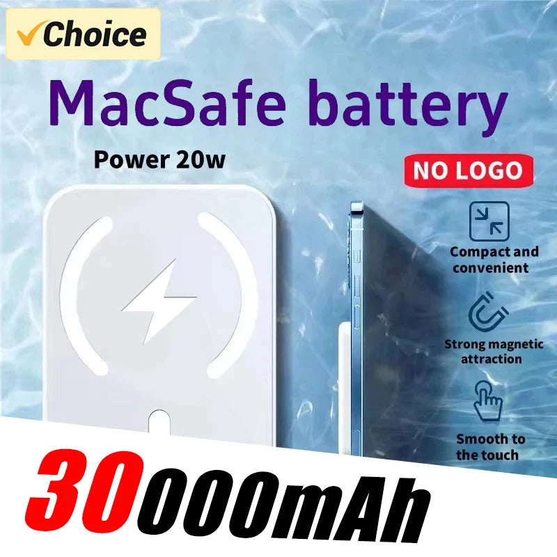 30000mAh Fast Charging Wireless Charger Macsafe Auxiliary Backup External Magnetic Battery Pack Power Bank for iPhone12 13 14 15