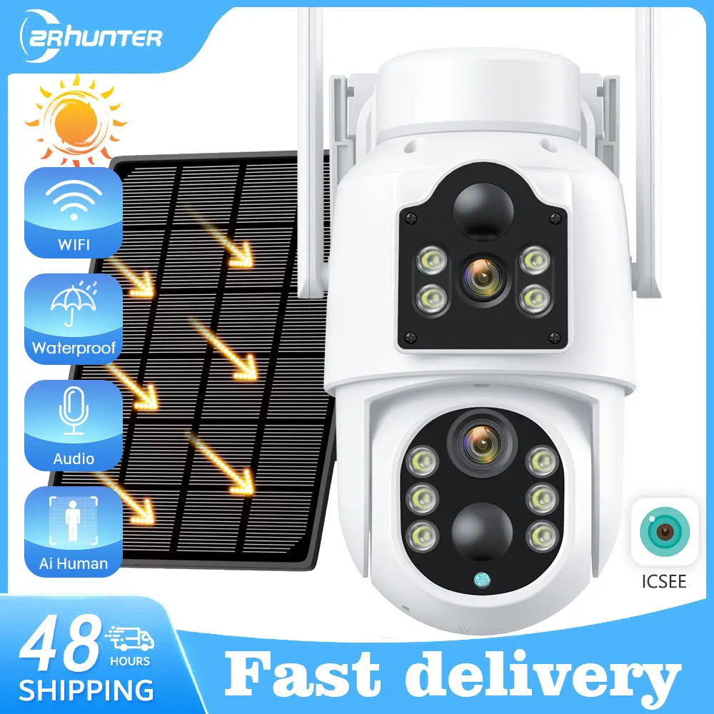 Solar-Powered 4K WiFi Camera – PTZ, PIR Motion Sensor, Outdoor Surveillance