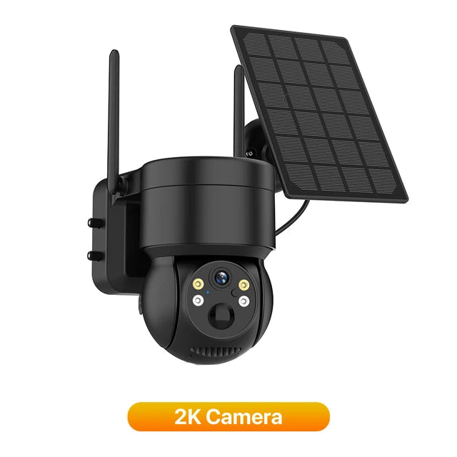 4K HD Solar WiFi Camera Outdoor Built-in Battery Dual Lens 2K Security Camera Solar Panel Wireless Video Surveillance CCTV iCSee