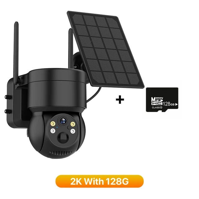 4K HD Solar WiFi Camera Outdoor Built-in Battery Dual Lens 2K Security Camera Solar Panel Wireless Video Surveillance CCTV iCSee