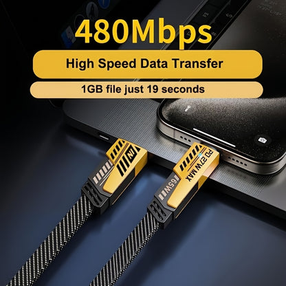 ⚡ 4-in-1 Fast Charging Cable 🔌 USB-A, Type-C &amp; Lightning Connectors 📱