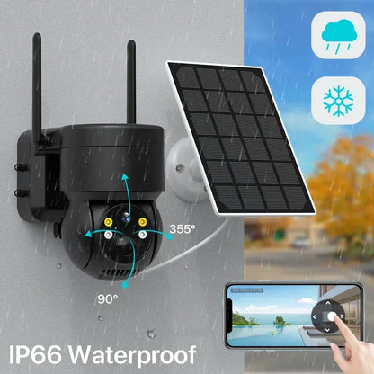 Battery PIR Human Alarm Built-in 7800mAh Recharge iCsee Wireless Solar Wifi PTZ IP Camera Outdoor 4MP HD Camera With Solar Panel