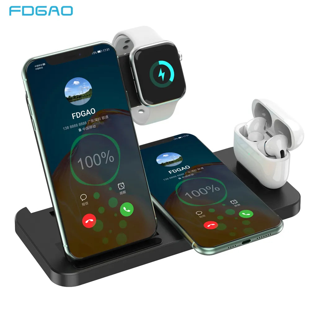 25W 4 in 1 Wireless Charger Induction Charging Stand for iPhone 15 14 13 12 11 8 Airpods 3 Pro Apple iWatch 8 7 6 Charge Station - Best Electrical Accessories