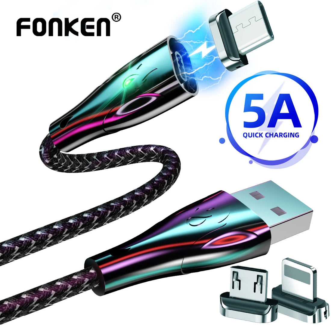 FONKEN Magnetic Charge Type C Cable Magnet Charger Cable Micro USB Cable Mobile Phone Charging Cord For Iphone Magentic Cable - Best Electrical Accessories