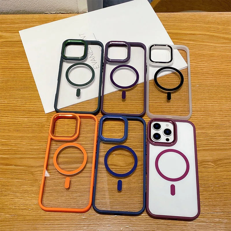 Black TPU PC Metal Phone Frame Case for iPhone 14 15 Pro Max 15 Multifunctional Strong Magnetic Electroplate Mobile Phone Cases Best Electrical Accessories