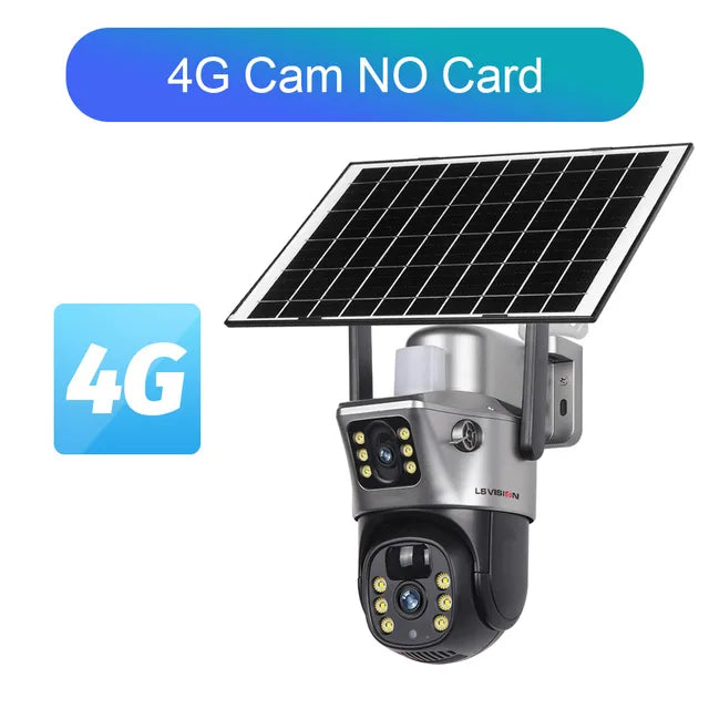 LS VISION 8MP 4G SIM Card Dual Screen Solar Camera Outdoor 4K WiFi PTZ Dual Lens Human Auto Tracking Waterproof Security Cameras