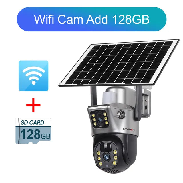 LS VISION 8MP 4G SIM Card Dual Screen Solar Camera Outdoor 4K WiFi PTZ Dual Lens Human Auto Tracking Waterproof Security Cameras