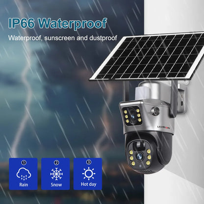 LS VISION 8MP 4G SIM Card Dual Screen Solar Camera Outdoor 4K WiFi PTZ Dual Lens Human Auto Tracking Waterproof Security Cameras