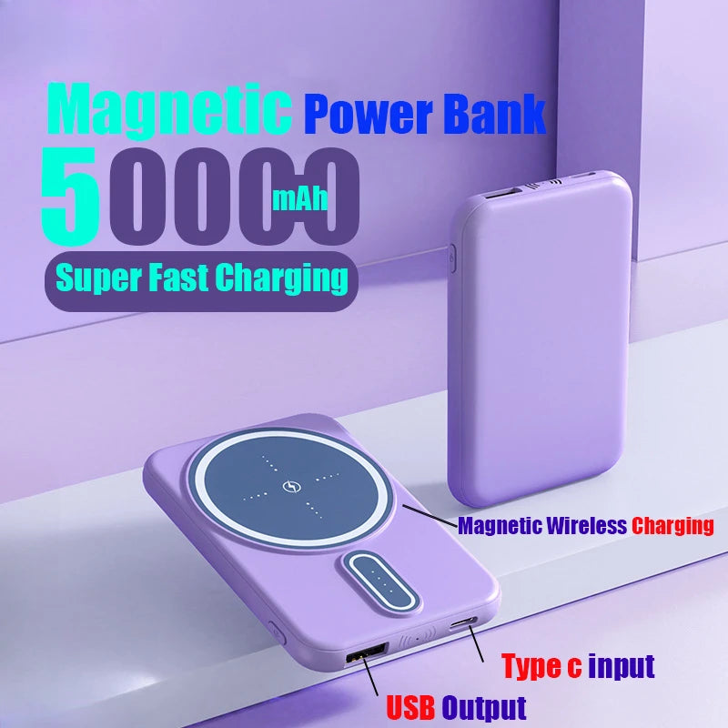 Xiaomi 50000mAh Wireless Power Bank Ultra-Thin Magnetic Portable Charger 22.5W PD Fast Charging Compatible with iPhone Samsung
