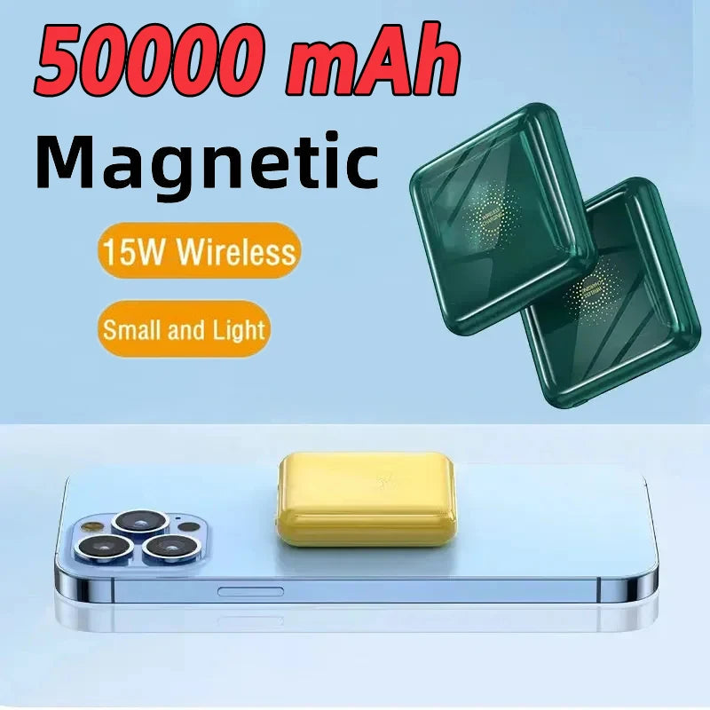 50000mAh Mini Magsafe Power Bank Fast Charging Magnetic Wireless Power Bank Large Capacity Lightweight Portable External Battery - Best Electrical Accessories