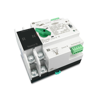 TOMZN Single Phase Din Rail ATS for PV inverter Dual Power Automatic Transfer Selector Switches Uninterrupted 2P 63A 100A 125A