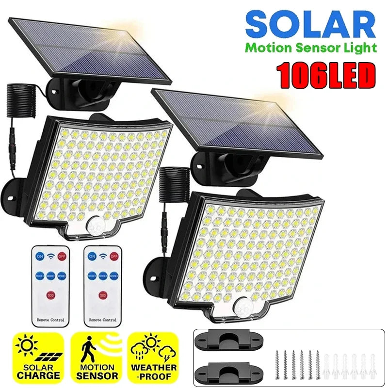 Solar Motion Sensor Wall Light – Super Bright Waterproof LED for Garage & Courtyard