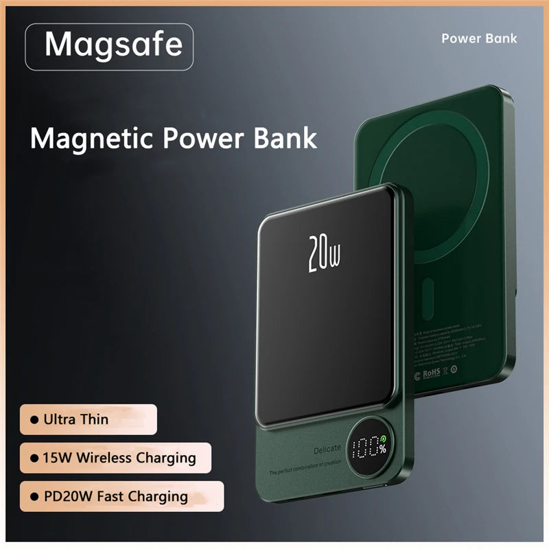 15W Magsafe Wireless Charger PD 22.5W Fast Charging Power Bank For iPhone 14 Samsung Huawei Xiaomi Powerbank with Magnetic Ring - Best Electrical Accessories