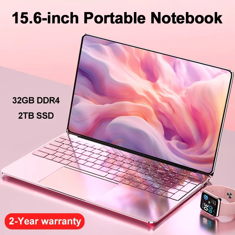 Portable 15.6&quot; Laptop 32GB Ram DDR4 2TB SSD Windows 11 Notebook Pc Gamer Intel N5095 Office Computer with Backlit Fingerprint