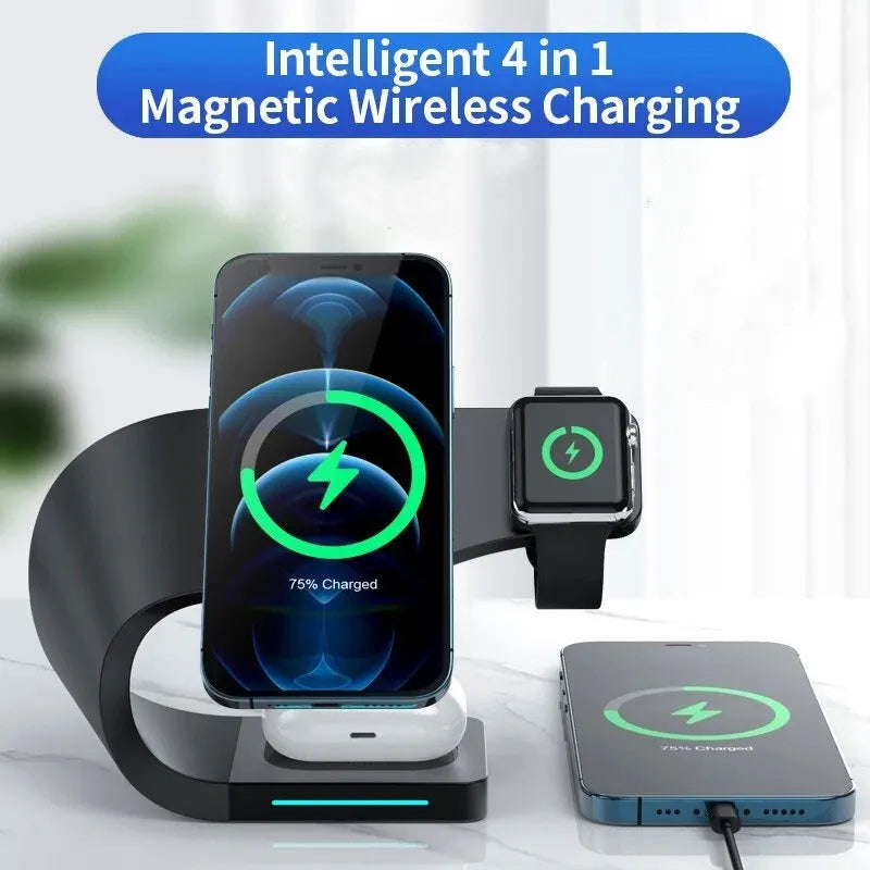Magnetic Wireless Charger Stand 15W Induction Usb Chargers Quick Fast Charging Dock Station For iPhone 14 13 12 IWatch Airpods - Best Electrical Accessories