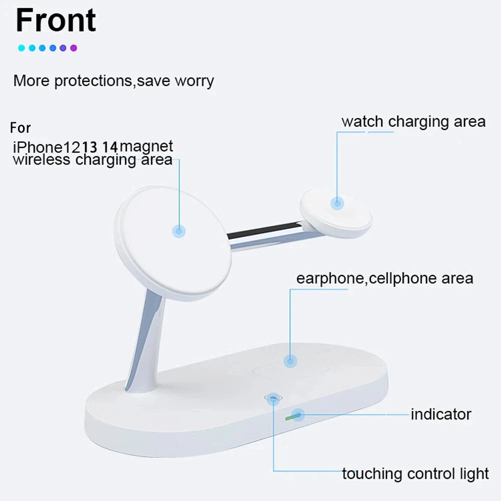 5 in 1 Magnetic Wireless Charger 30W Fast Charging Station Stand For Iphone Pro Max/Apple Watch/Airpods Pro with Led Night Light - Best Electrical Accessories