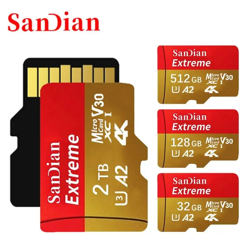 sandian 100% Original 1TB 30MB/s A2 Memory Cards camera SD card 128GB 256GB Micro card Class 10 512GB flashcard Micro TF/SD Card