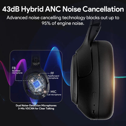 QCY H3 ANC Wireless Headphones 43dB Hybrid Active Noise Cancellation Headset Bluetooth 5.4 Hi-Res Audio Earphones 60H Playtime - Best Electrical Accessories