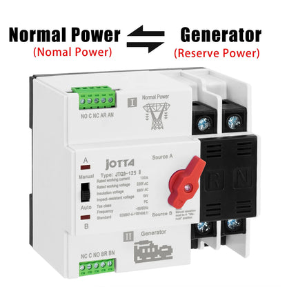 JOTTA 2P 100A 220V Mini ATS Automatic Transfer Switch Electrical Selector Switches Dual Power Switch