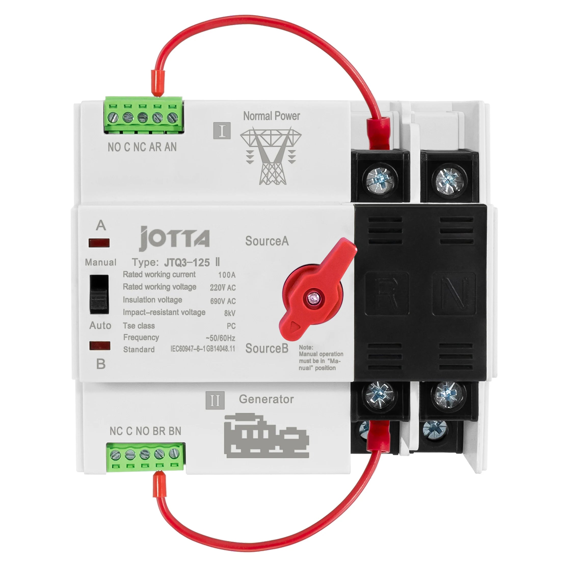 JOTTA 2P 100A 220V Mini ATS Automatic Transfer Switch Electrical Selector Switches Dual Power Switch