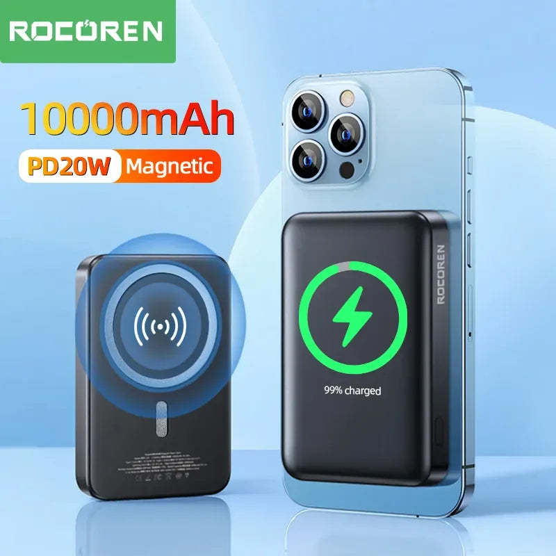 Rocoren 10000mAh Magnetic Power Bank Wireless Charger 20W 5000mAh Mini Powerbank For iPhone 14 13 Pro Portable External Battery - Best Electrical Accessories