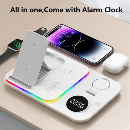 30W 5 In 1 Wireless Charger Stand Light Alarm Clock Fast Charging Station Dock For iPhone 14 13 12 IWatch Samsung Galaxy Watch - Best Electrical Accessories