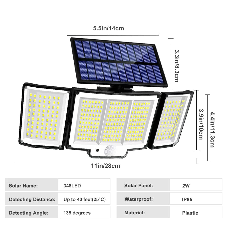 Solar Outdoor Light – Super Bright LED with Motion Sensor &amp; Waterproof 3 Modes