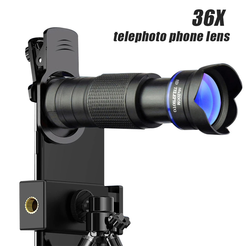 Telecope Zoom Macro Fisheye 4in1 Wide Angel Lens Kit Phone Camera Lens 36X Telephoto For Cellphone iPhone Samsung Xiaomi Huawei - Best Electrical Accessories