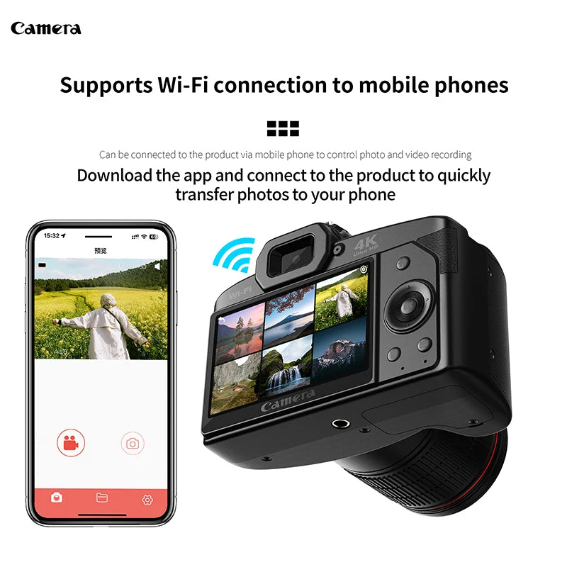 New product D5 4K dual camera High definition 64 million pixels Wifi DSLR camera Beauty Digital Camera Night vision camera - Best Electrical Accessories