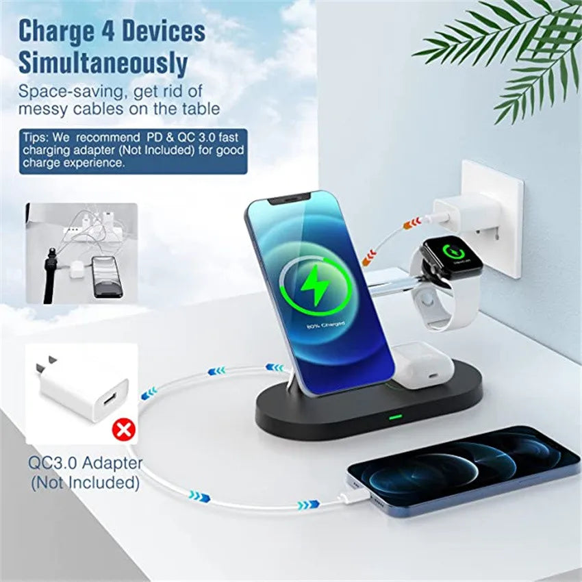 3 in 1 macsafe Magnetic Wireless Charger Stand for iPhone 15 14 13 Pro Max Apple Watch 8 7 Airpods Pro 2 3 Fast Charging Station - Best Electrical Accessories