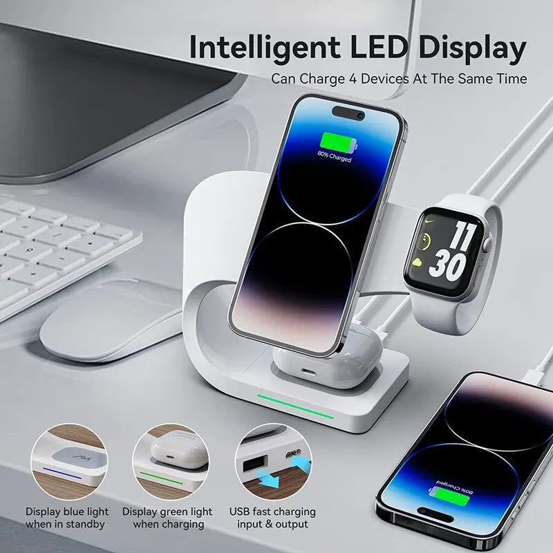 Magnetic Wireless Charger Stand 15W Induction Usb Chargers Quick Fast Charging Dock Station For iPhone 14 13 12 IWatch Airpods - Best Electrical Accessories