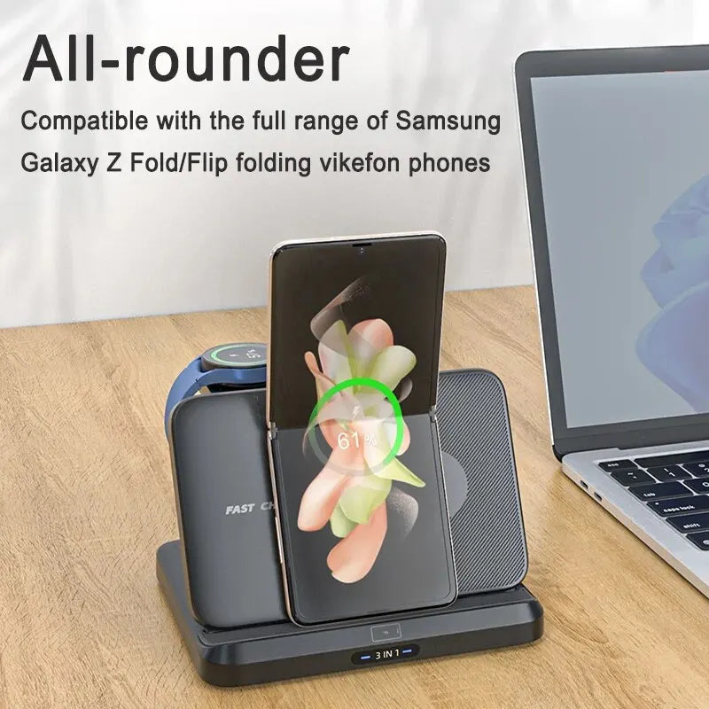 Foldable Wireless Charger Stand for Samsung Galaxy Z Fold 5 4 3 S23 Ultra Fast Charging Dock Station for Galaxy Watch 6 5 Buds2 - Best Electrical Accessories