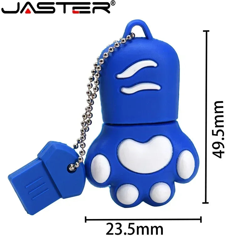 Cartoon Cat Claw USB Flash Drive – 64GB/32GB/16GB U Disk with Free Keychain Gift